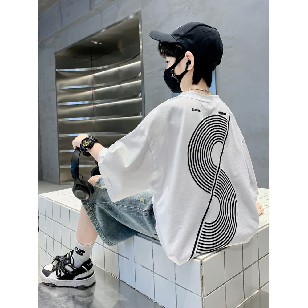 Meninos grandes meninos camiseta de manga curta 2026 novo estilo crianças verão meia manga verão camiseta verão estilo f