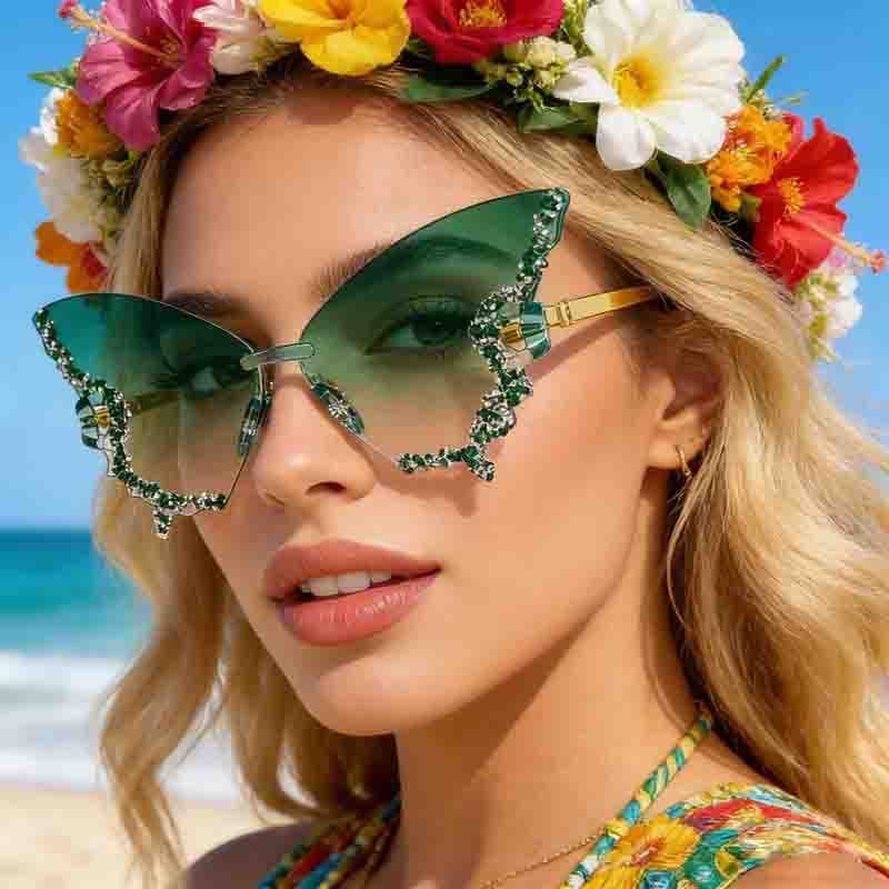 Óculos de sol borboleta óculos de sol masculino festa estilo baile passarela engraçado senhoras óculos