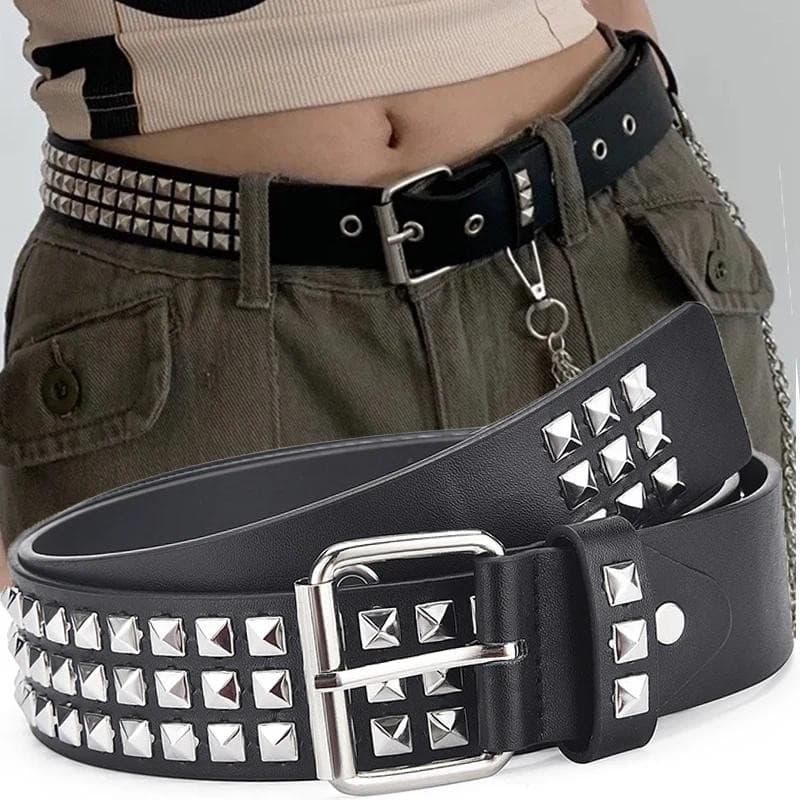 Cinto de Strass Brilhante Y2K – Cinto Feminino para Jeans Estilo Western com Fivela de Metal e Correia de Couro PU, Esti