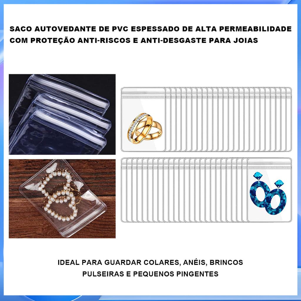 Saco de Sub-embalagem de jóias de alta transparência engrossado brincos domésticos colar anti-poeira anti-oxidação armaz