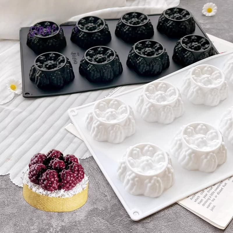 8 molde de silicone de framboesa frutas amoreira molde decorativo forma de flor ferramentas de cozimento de silicone