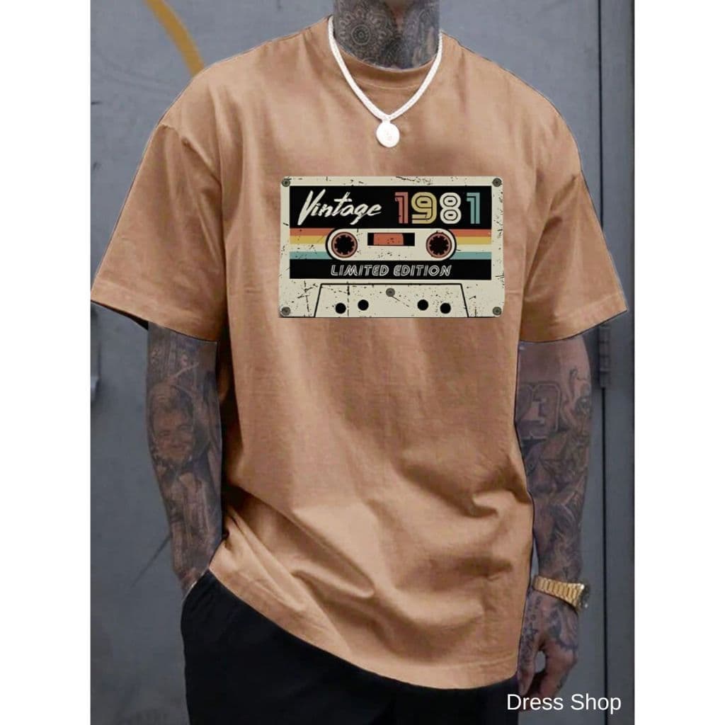 Camiseta Masculina VINTAGE 1981 Camisa 100% algodão malha 30.1