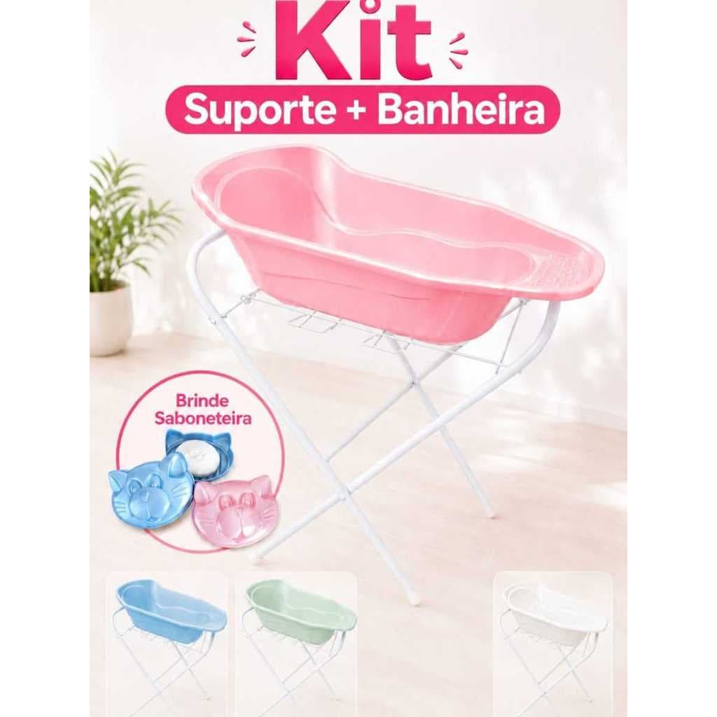 Banheira de Bebe com Suporte Resistente Compacto Leve Banheira Infantil Design Anatômico