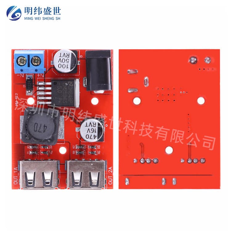 Módulo Redutor de Tensão DC9V/12V/24V/36V para 5V 3A com Carregador USB Duplo para Carro e Painel Solar