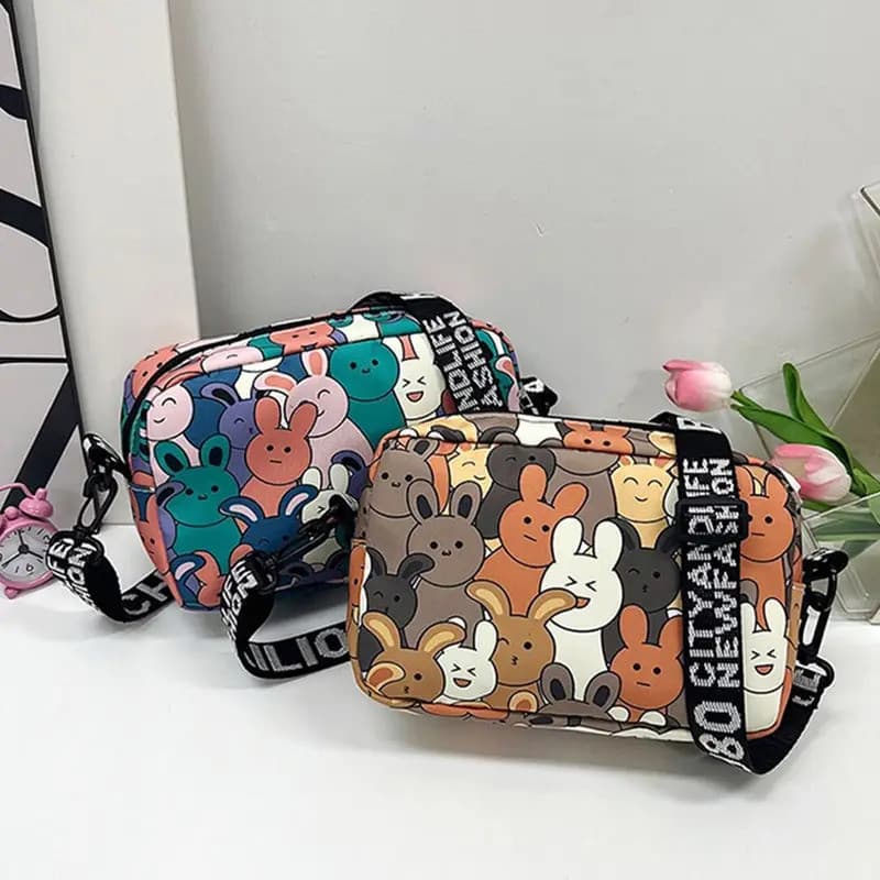 Bolsas de Ombro de Grande Capacidade, Estilosas, em Oxford, com Estampa de Coelho Fofo, Bolsas Transversais e de Mensage