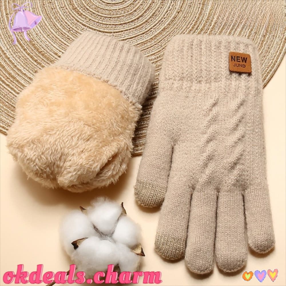 OKDEALS Luvas De Malha , Tela Sensível Ao Toque De Pelúcia Espessadas À Prova De Frio Condução Quentes Vento