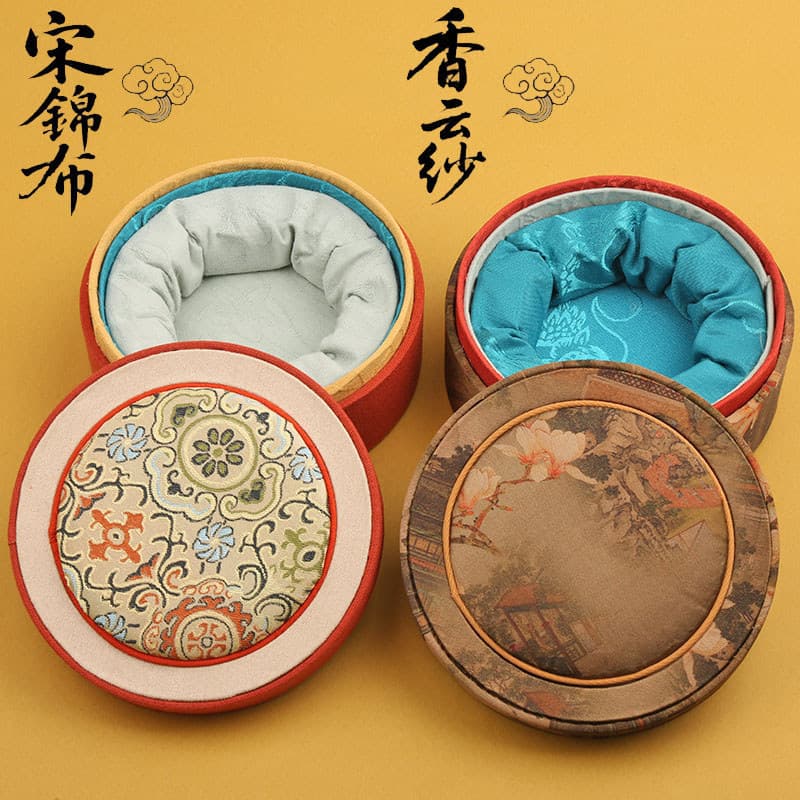 Retro redondo caixa de jóias canção Jinxiang nuvem fio estilo chinês engrossado armazenamento pulseira Wenwan coleção ca
