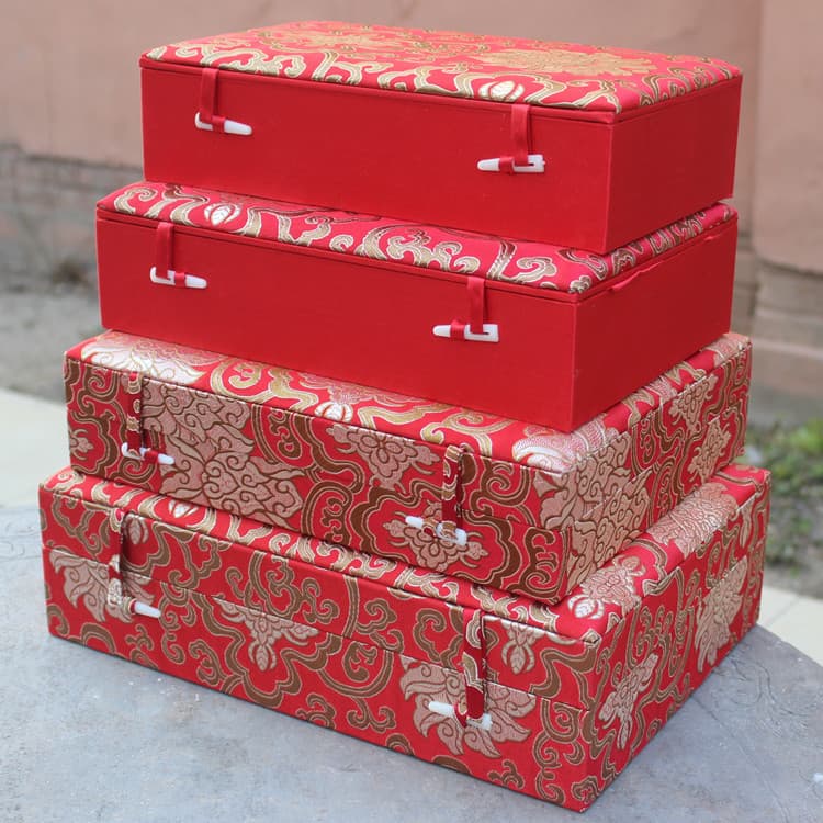 Estilo chinês porcelana jade Wenwan jade Bi Bronze espelho medalha antigo lenço de seda livro caixa de presente caixa de