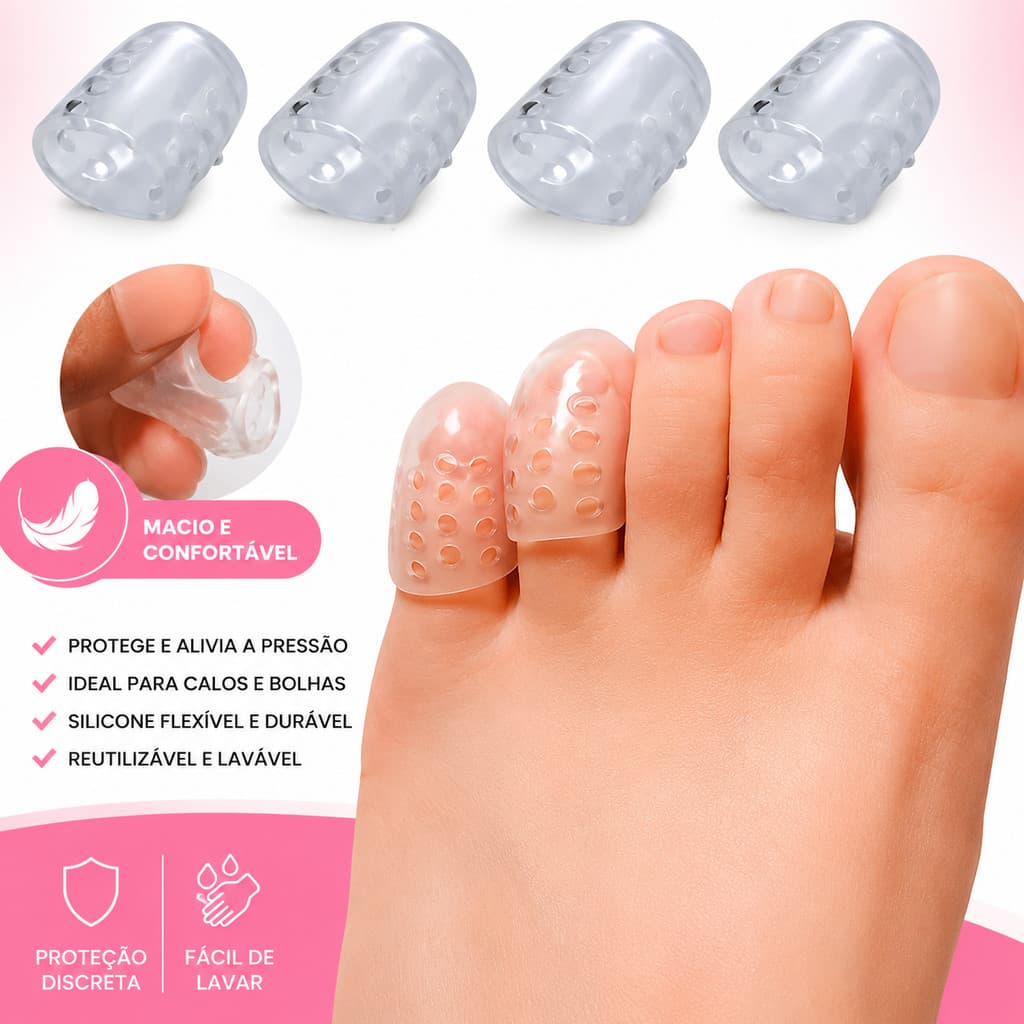 Kit 2/5 Pares Dedeiras de Silicone Protetor Calo Unha Encravada Para Dedo Dos Pés
