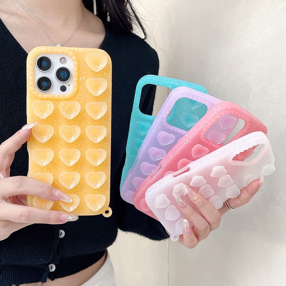 Dopamina Geléia Cor glitter Ventosa silicone Caso De Telefone Para iphone 17 16 15 13 14 pro max Capa
