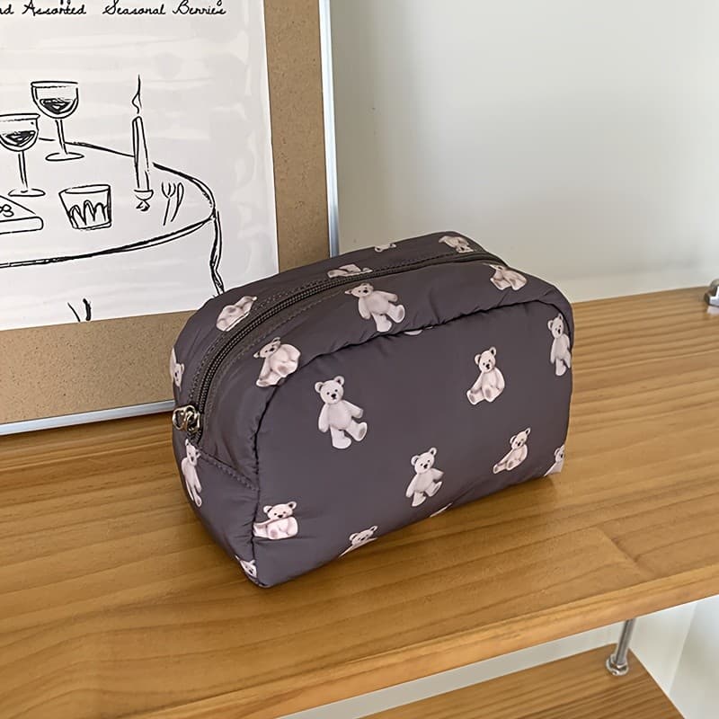 Uma bolsa de maquiagem de grande capacidade, bolsa portátil, bolsa para objetos diversos, organizador de cosméticos.