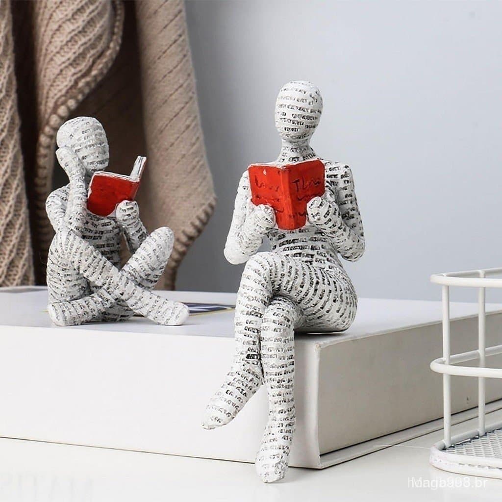 Leitura De Polpa Feminina Figurino Arte Abstrata Moderna Escultura Resina Ornamentos Elegante Prateleira Decoração senta