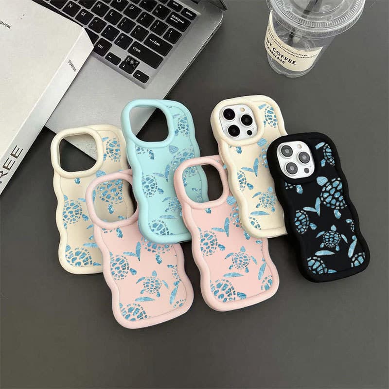 Adequado Para IPhone 17 Pro Max 17Air 13 11 16 15 14 12 Xs XR 7 8 Plus Fresco Azul Mar Tartaruga Padrão Nicho Ins Caso D