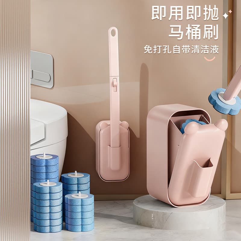 Conjunto de escova de vaso sanitário descartável doméstico, limpeza sem ângulo morto, descontaminação, substituição desc