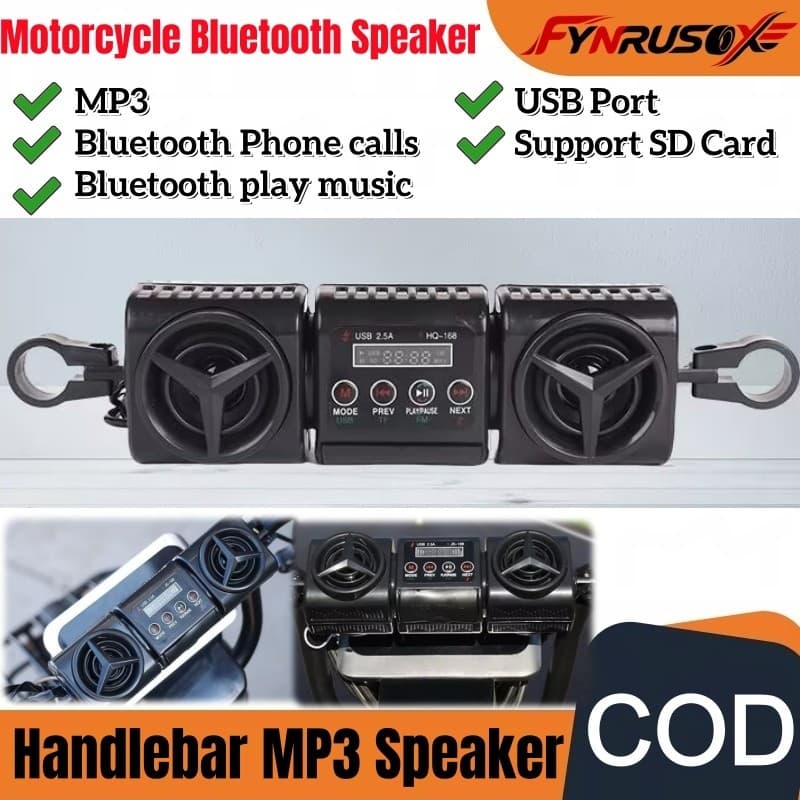 Alto-Falante Bluetooth Para Motocicleta Com Guiador MP3 Rádio FM Suporta Cartão SD Carregamento De Celular volume Tricic