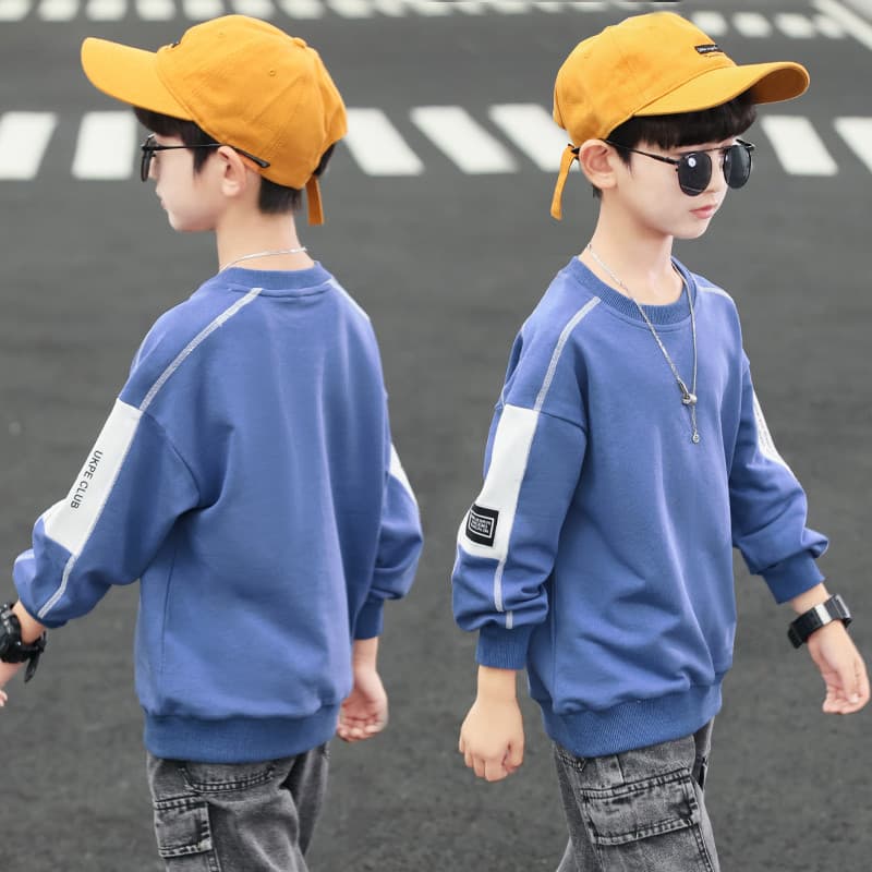 GILE meninos primavera outono estilo manga comprida camiseta grandes crianças outono moletom meninos topos camisas de fu