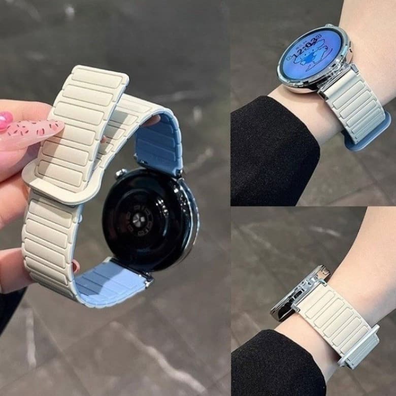 Pulseira Magnética De Siicone De 18 Mm 20 22 Para Redmi 6 5 4 3 Lite/Active Samsung Galaxy Watch 7 5Pro 6 4 Loop De Sili