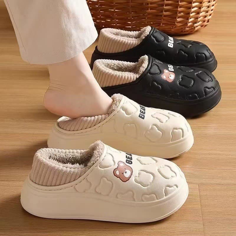 [2026 Novo produto] Chinelos de algodão à prova d'água para casa de inverno antiderrapante interior doméstico salto de u
