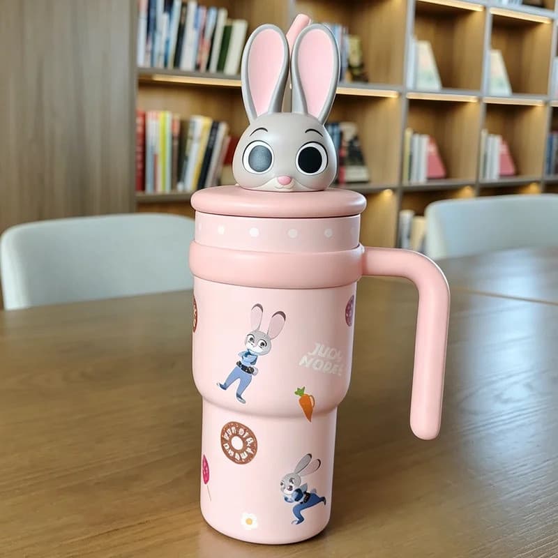 Disney Garrafa Térmica Xícara De Café Frascos De Vácuo De Aço Inoxidável De Água Fria Quente Com Canudo