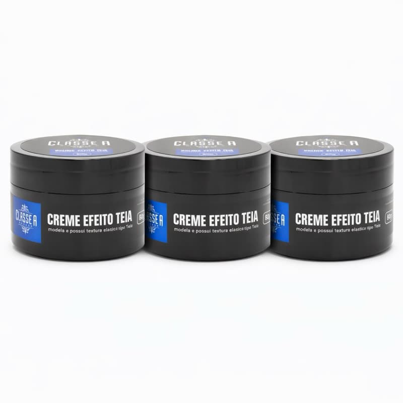 Kit 3 Pomadas Classe A Barber Creme Efeito Teia 80g Modeladora