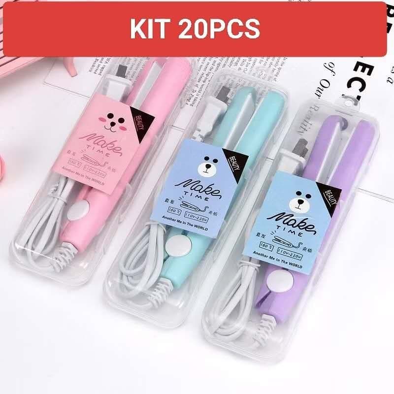 Kit 6 10 e 20 Mini Chapinha Prancha De Cabelo Portátil Com Case Transporte Bivolt Estojo Entrega rápida