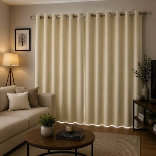Cortina Blackout Bege Bloqueio Luz Ilhós Tecido Grande 280x180cm