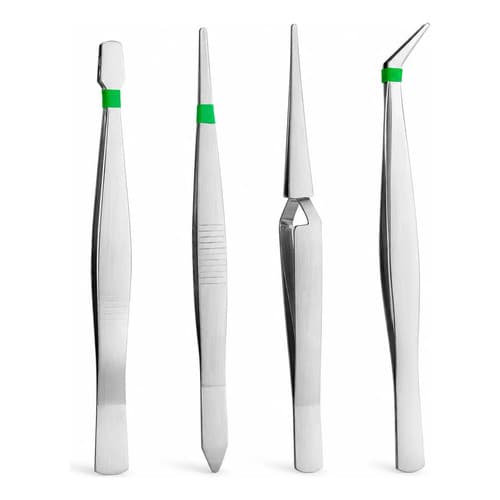 Kit 4 Pinças Antiestáticas de Precisão para Eletrônica Placas Celular Relojoaria e Manutenção