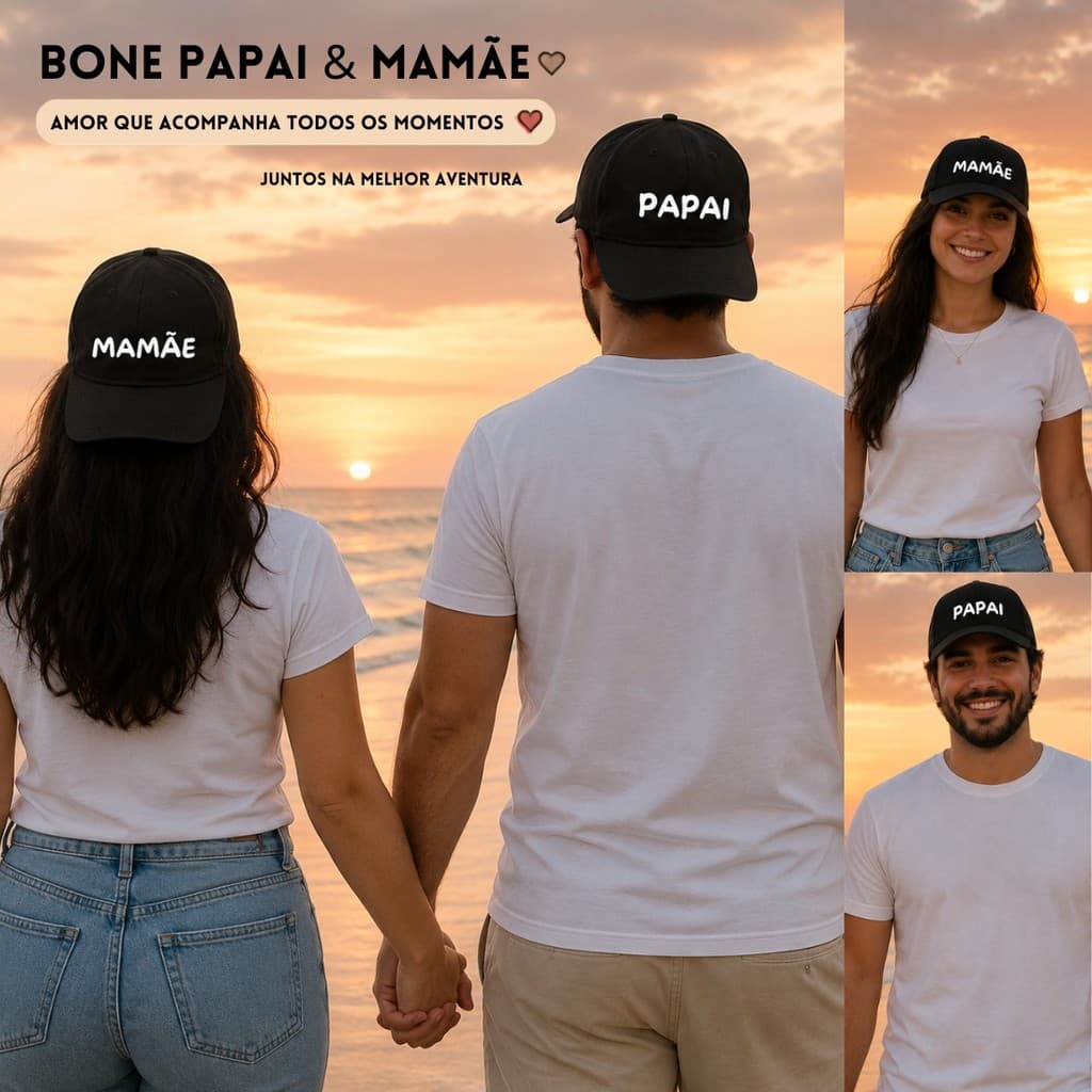 Kit 2 Bonés  Papai Mamãe Beisebol  Retrô Unissex Regulagem Algodão Gravidez Chá Revelação