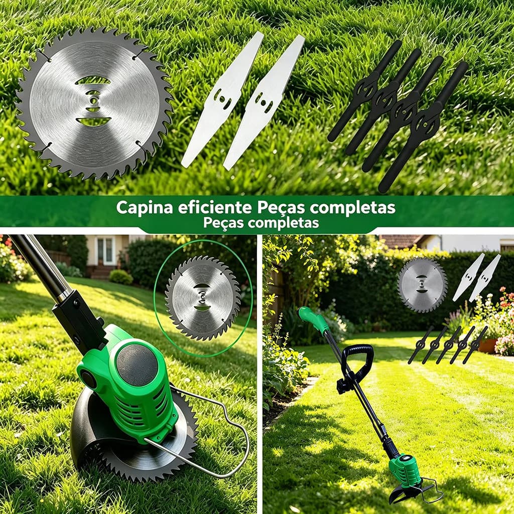 Kit 8 Lâminas Roçadeira Aço Resistente Compatível Cortador de Grama Corte Afiado e Durável