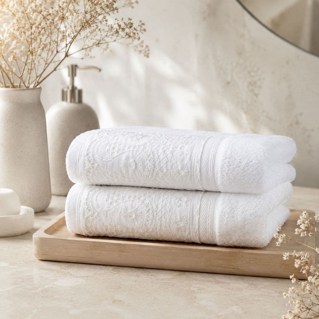 KIT TOALHA DE LAVABO SERENE 30 CM X 50 CM BRANCO 2pçs