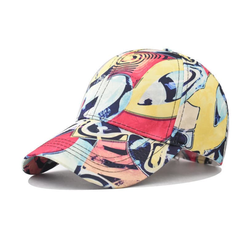 Boné de beisebol de algodão com gradiente geométrico, boné de beisebol personalizado com grafite para uso externo, boné