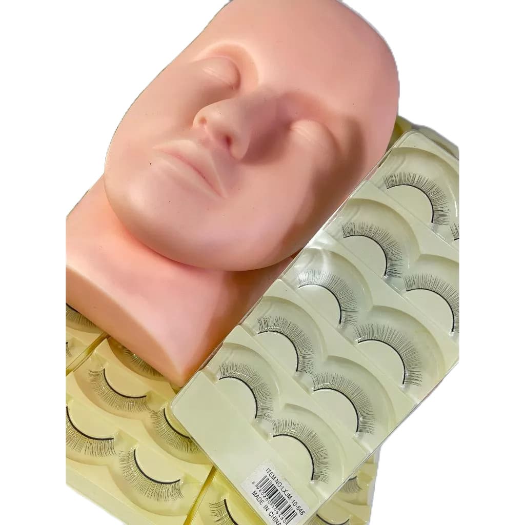 Kit cabeça + 10 pares cílios de treino /boneco de treino para extensão de cílios