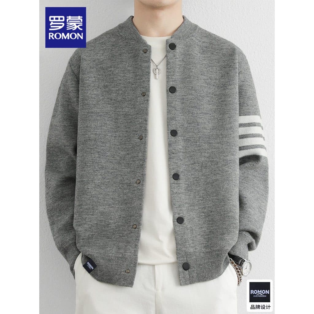Lomon americano Cardigan camisola masculina primavera novo estilo na moda Casual High-End torção contraste cor jaqueta d