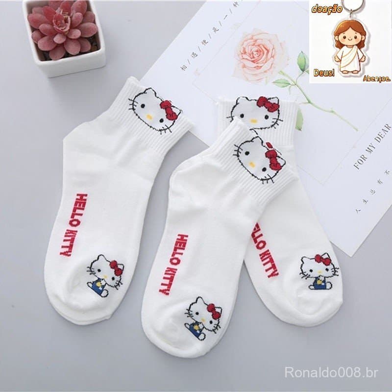 hello kitty Meias Meninas Estudantis Femininas De Primavera Verão Lazer Esportivo Bonito