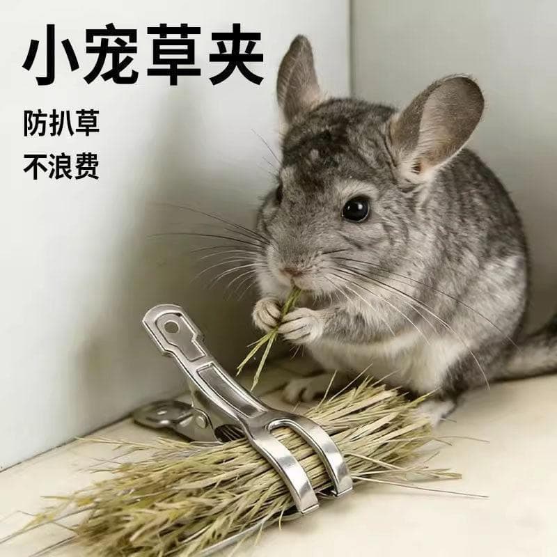 Pequeno clipe de grama para animais de estimação meu vizinho Totoro coelho cobaia grama Rack clipe fixo especial aço ino