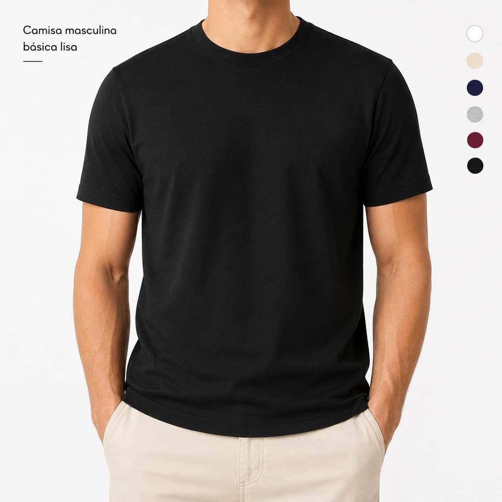 Camiseta malha algodão masculina manga curta conforto casual básica lisa fio 30.1 dia a dia Tecnológica