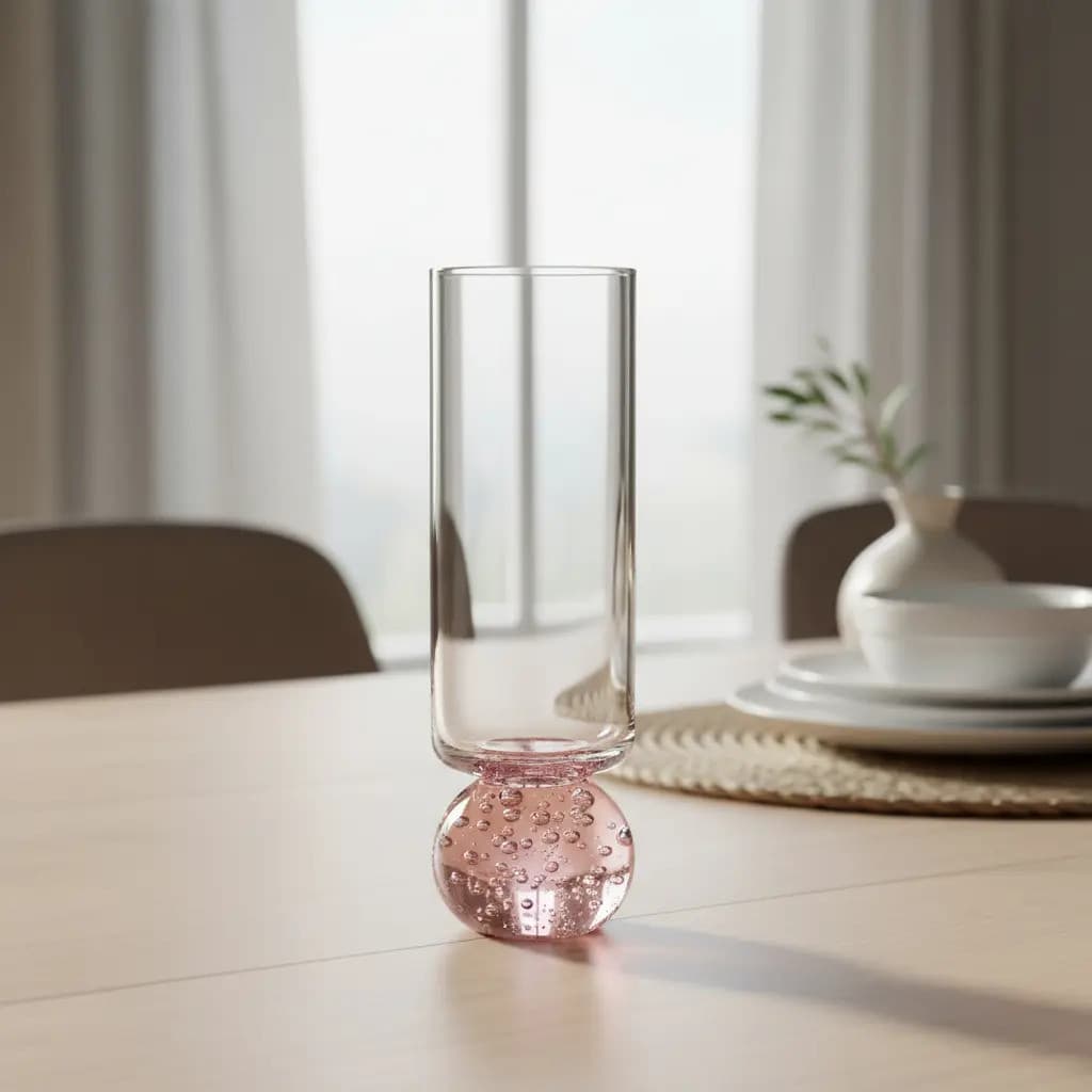 Kit Com 4 Taças De Vidro Transparente E Pink 250ml Elegante