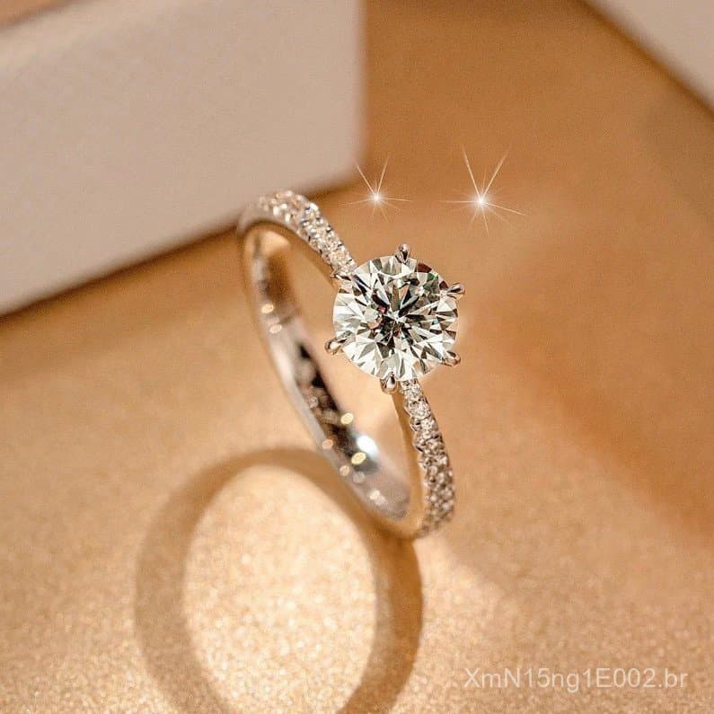 Anel de Casamento Anel Simples Feminino de Diamante Proposta de Anel de Casal de Moda High-End