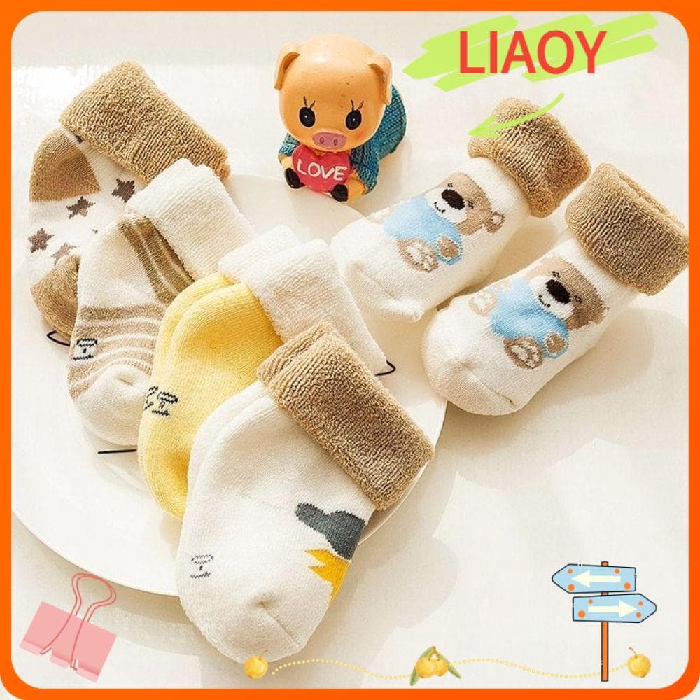 LIAOYING 5 Pares De Meias Curtas Para Bebês , De Algodão Respirável Recém-Nascidos , Design Antiderrapante , Meia De Chã