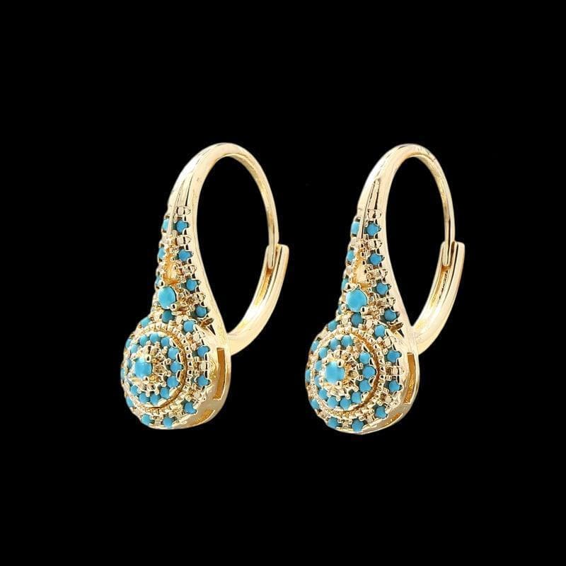 [GAVBR] Brincos elegantes para mulheres, cor turquesa, adequados para ocasiões diárias, casuais ou formais, estilo étnic