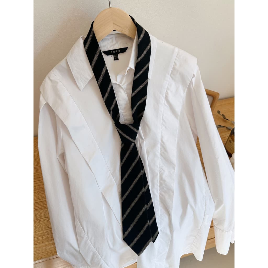 Lenço de seda listrado requintado gravata feminina All-Match decoração estilo literário lenço de pescoço preto branco li