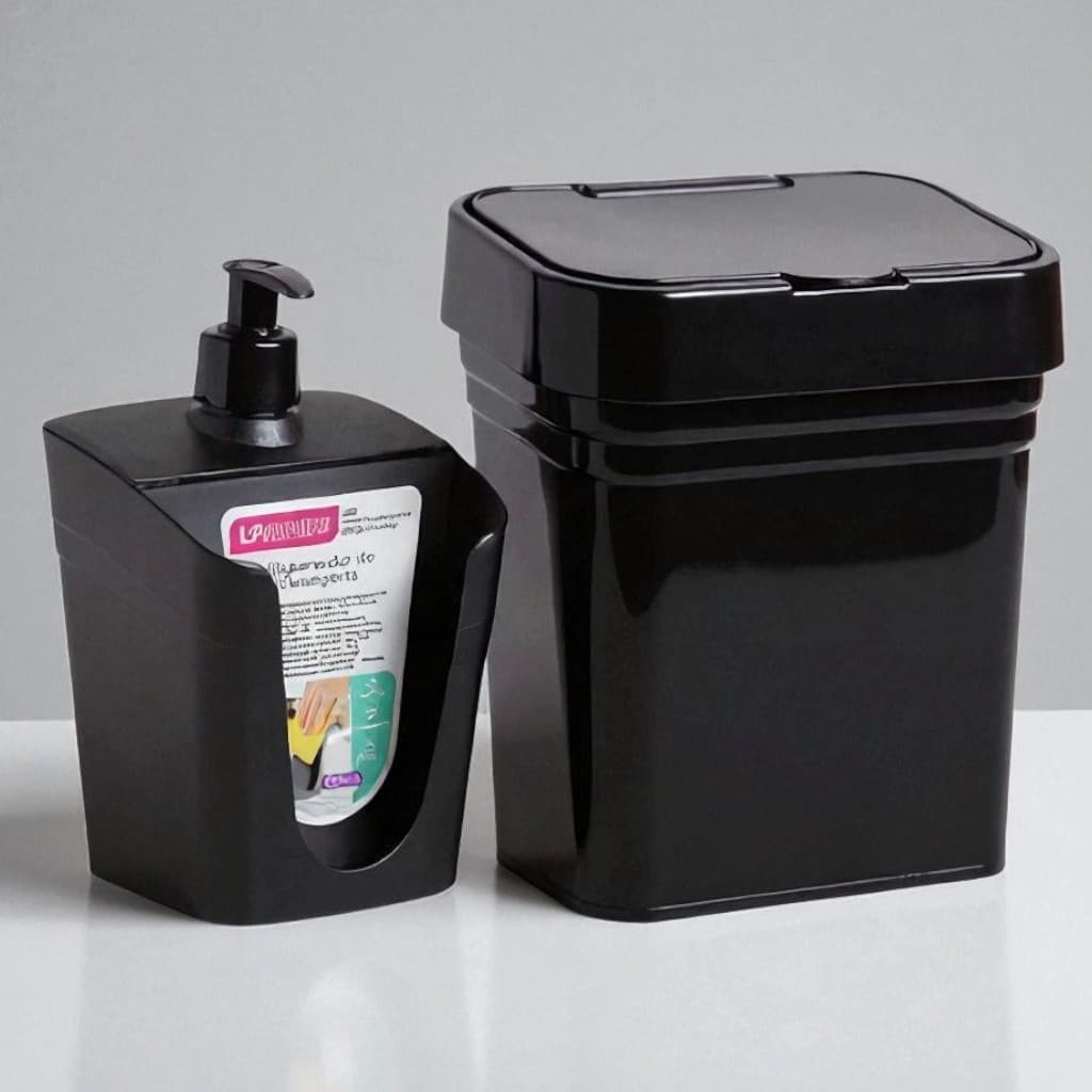 Kit Cozinha – Lixeira de Pia 2,8L + Dispenser de Detergente 610ml com Porta Esponja