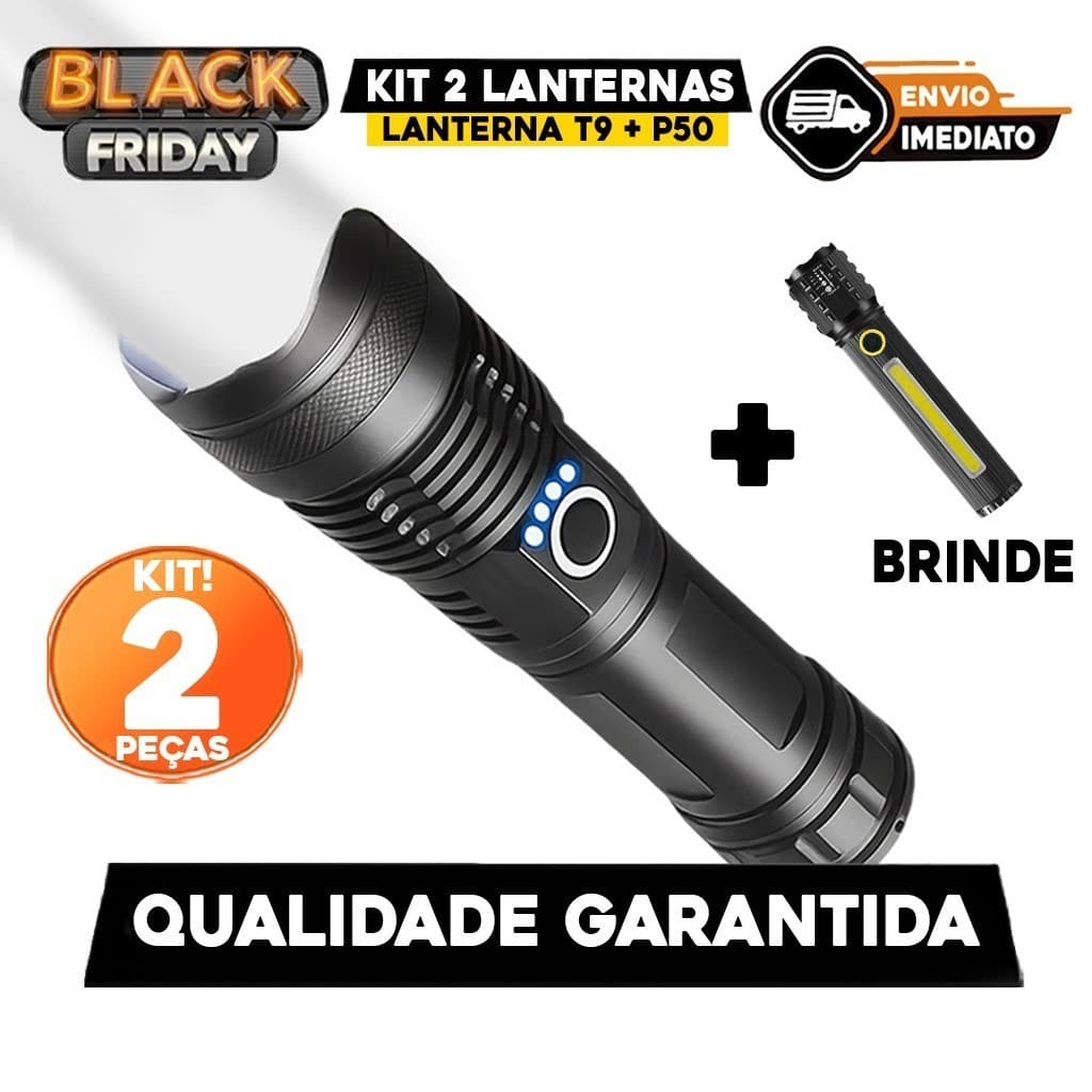 Lanterna T9 ULTRA POTENTE  para Camping e Sitio acompanha Brinde de uma lanterna P50 de ótima qualidade - Envio imediato