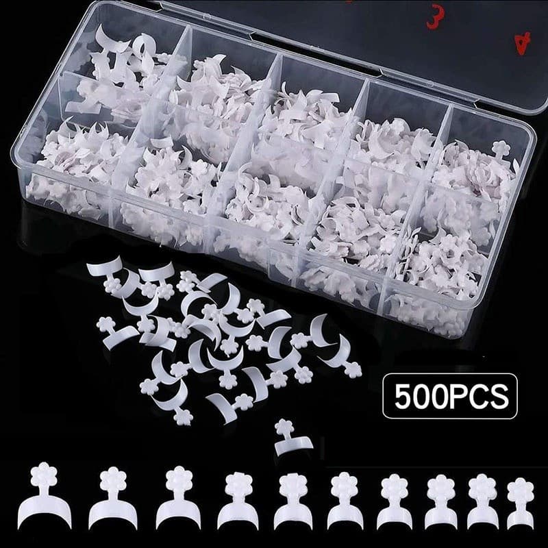 500 Unhas Postiças Acrílicas Curta Francesa Branca Kit Manicure