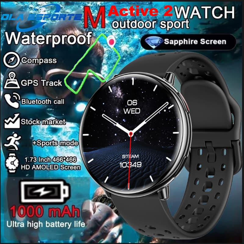 Relógio Inteligente Amazfit Active 2 Integrado Independente GPS SmartWatch 1.43 AMOLED Para Huaweie 5 AI GPT Bússola IP6