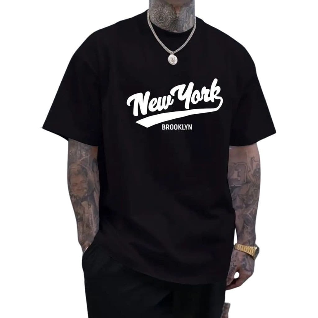 Camiseta camisa  New York Estilo Oversized Streetwear Tecido Respirável Premium Moda Urbana Confortável