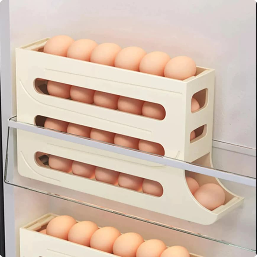 Organizador Porta Ovos Suporte 4 Andares Rolante Para 30 Ovos Dispenser Armazena e organizador de Geladeira