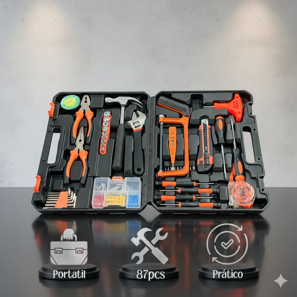 KIT de Ferramentas Maleta 87PCS Portatil Multiuso Chave Universal Reparos Concertos Casa Automoveis Maleta