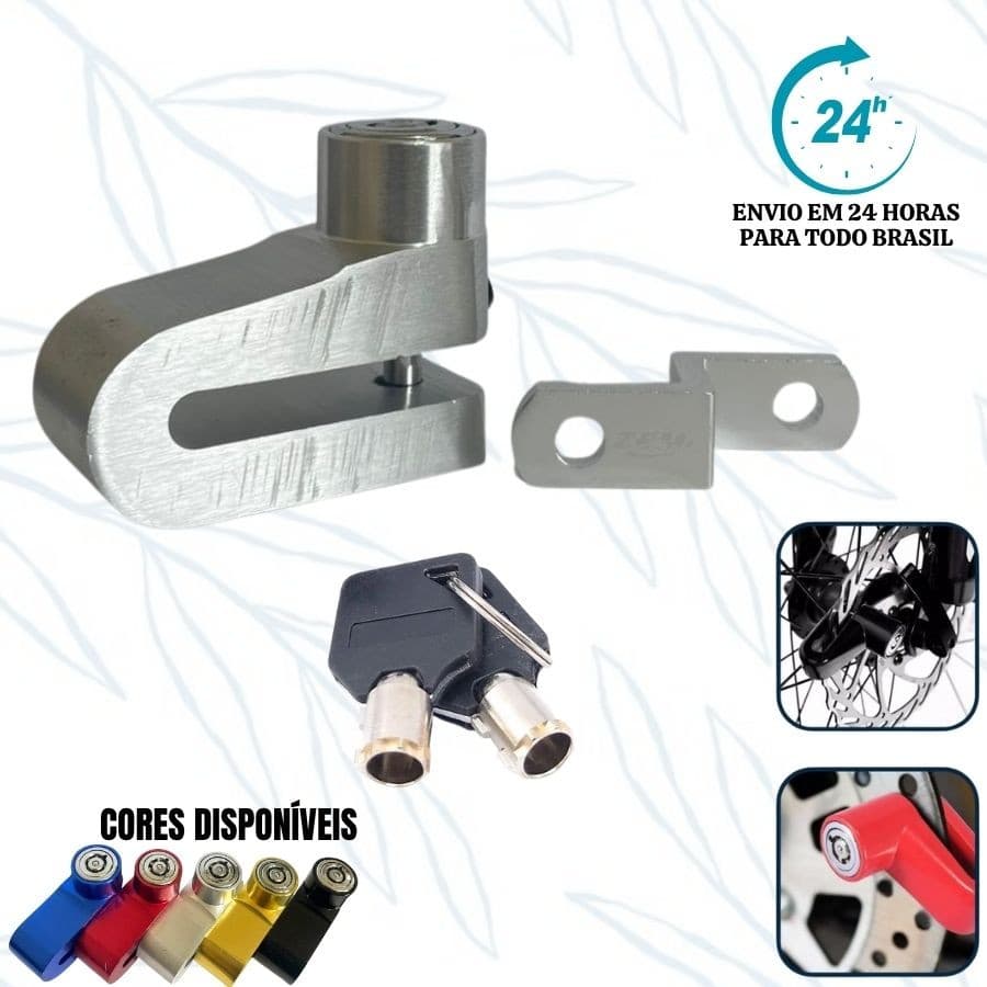 Cadeado Trava de Disco Moto Bike Patinete Chave e Cabo Lembrete Espiral Segurança Freio Antifurto