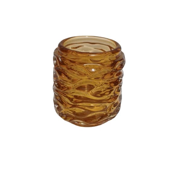 Porta Velas Wave Âmbar em Vidro 8x7cm - Tuut